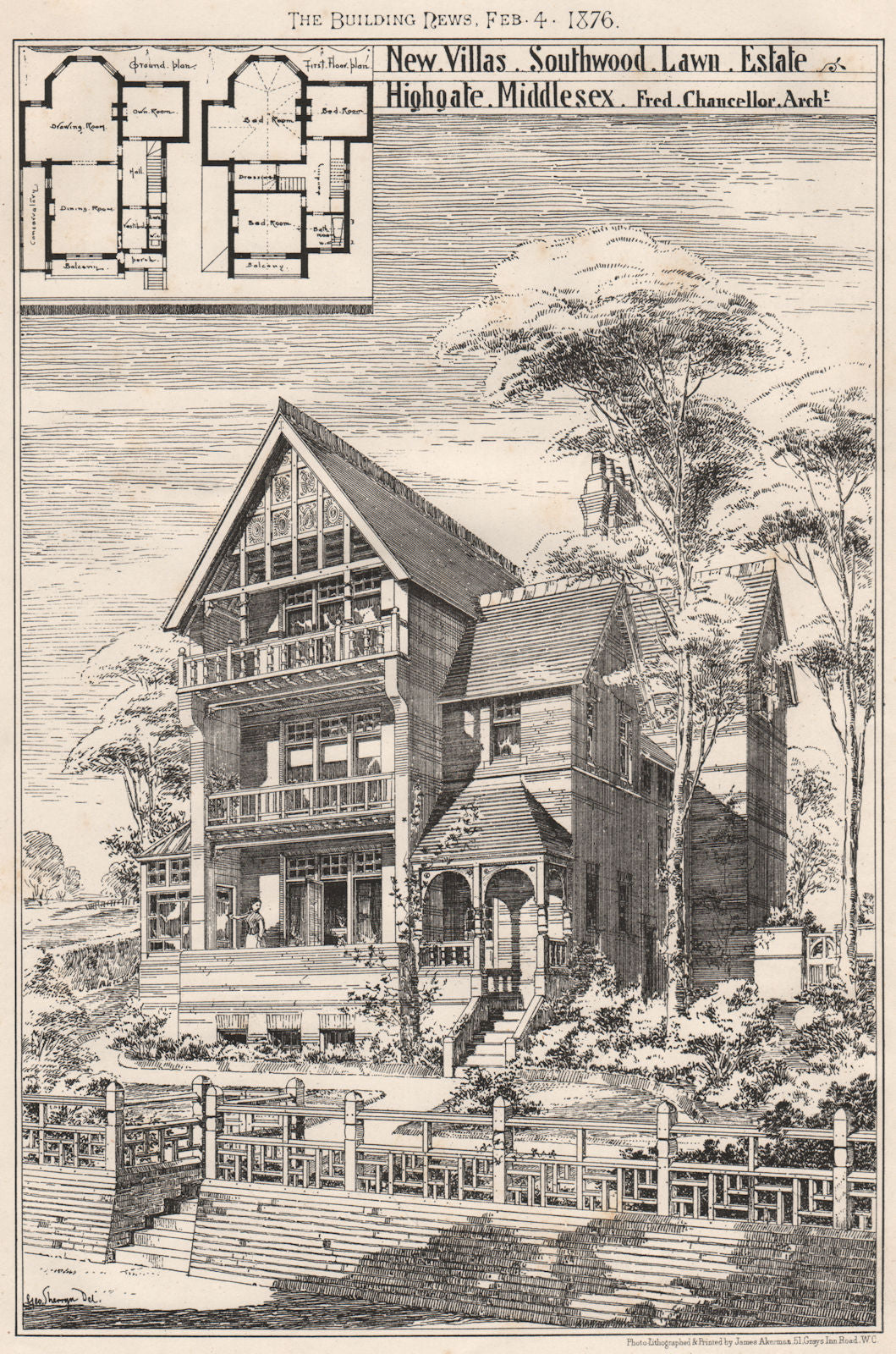Villas, Southwood Lawn Estate, Highgate, Middlesex; Fred Chancellor Archt 1876